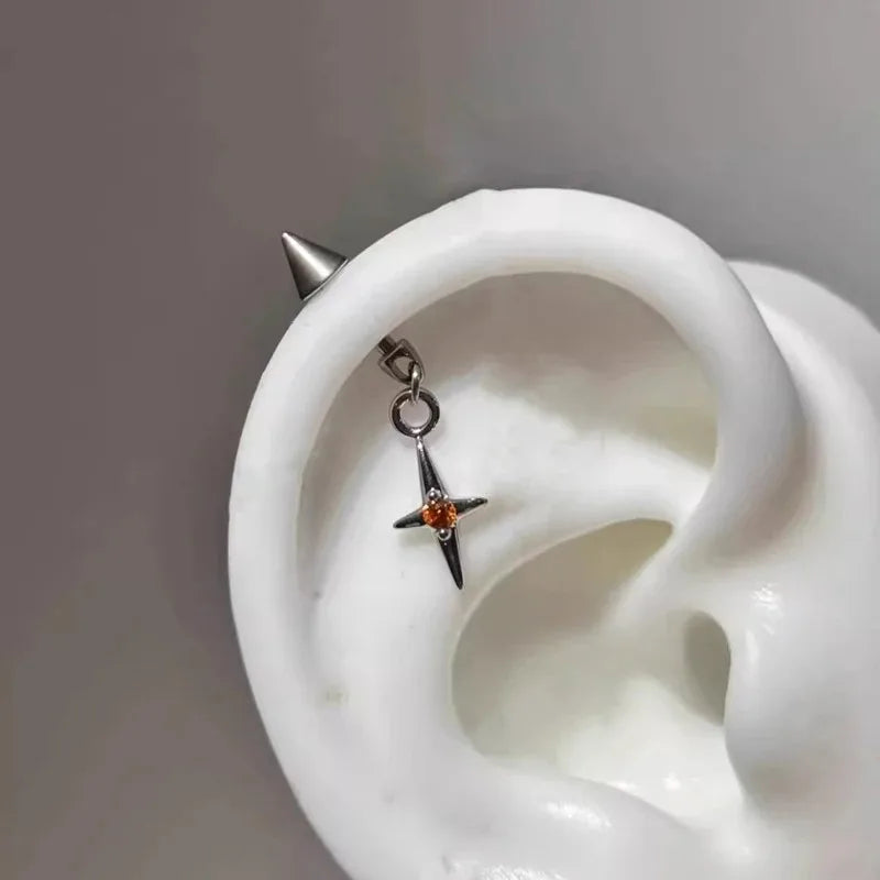Metal Ear Studs Cone Star Pendant Earrings for Women - Jewelry Set