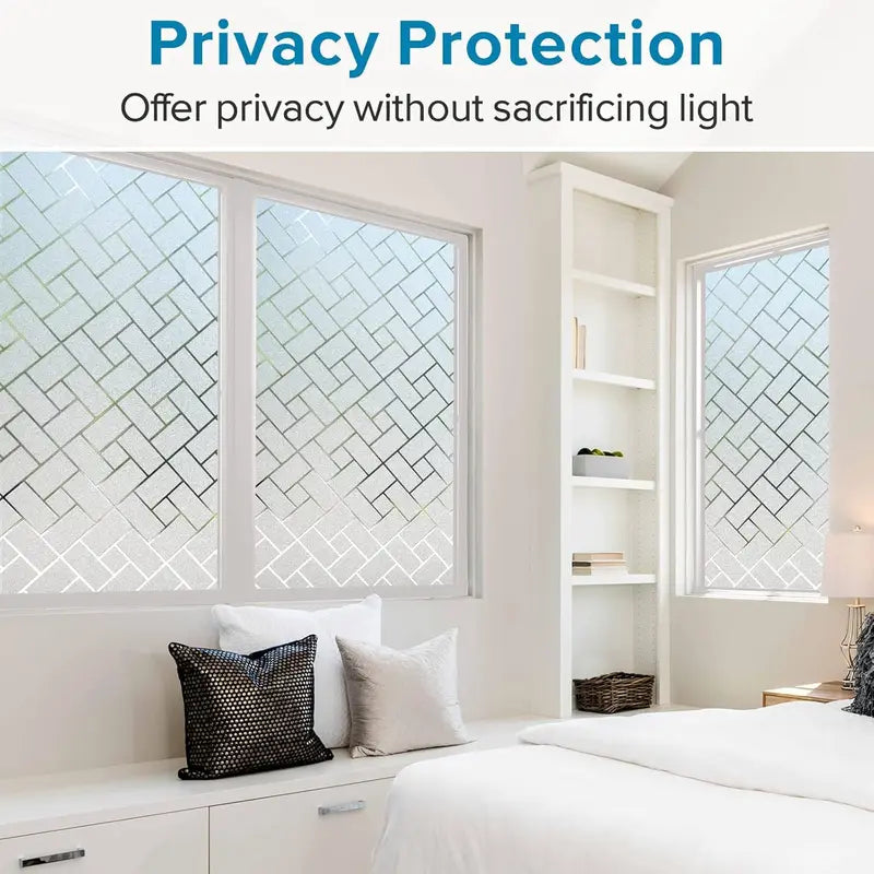 Frosted Glass Window Privacy Film - Static Cling Decorative Covering for Home & Office