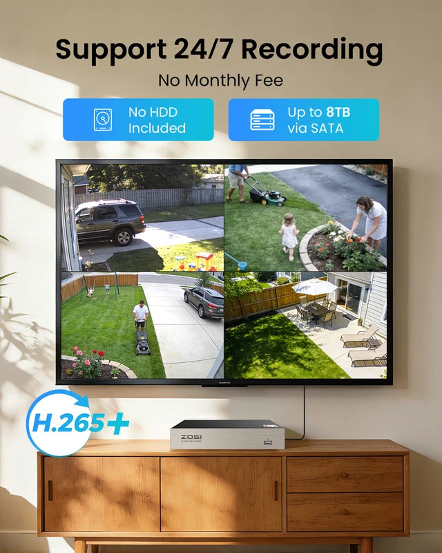 8-Channel 3K Lite Security Camera System with AI Human Vehicle Detection CCTV DVR