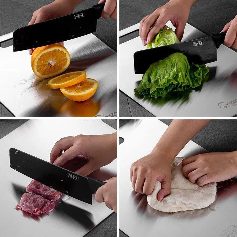 Heavy-Duty Titanium Steel Cutting Board for Kitchen Food Prep Double Sided