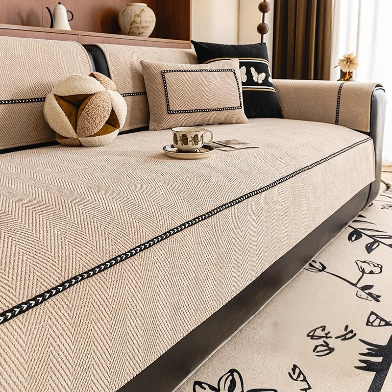 All-Season Anti-Slip Chenille Sofa Cover for Living Room - Washable & Decorative