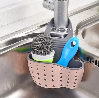 Suction Cup Kitchen Sponge Holder with Drainage Rack - Wall Mount Organizer for Sink