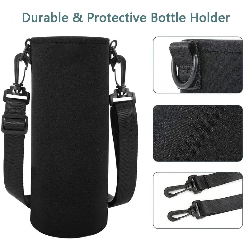 Insulated Neoprene Water Bottle Holder Pouch 750ML-1500ML Travel Thermos Cover