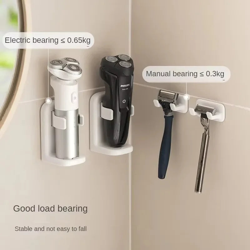 White Electric Razor Holder Wall Mount Storage Rack Non-Punching Durable Space Saver