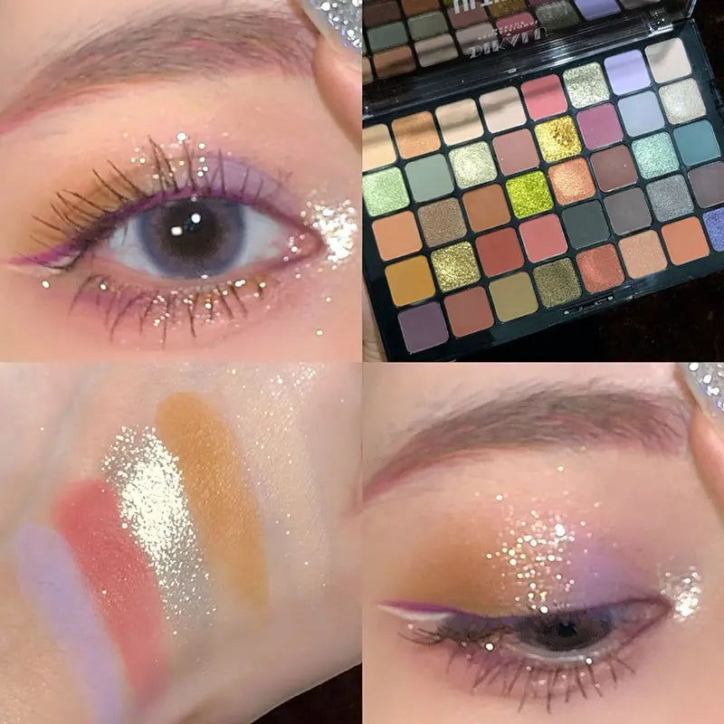 40-Color Eyeshadow Palette with Matte and Glossy Finishes - Vibrant Multi-Color Makeup Set