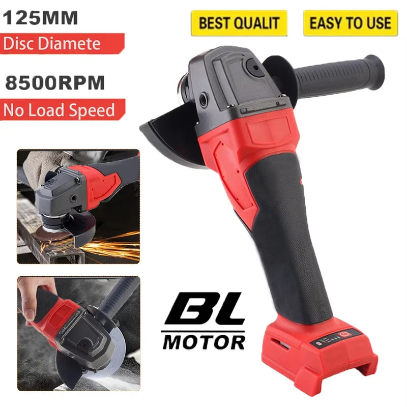 125mm Brushless Cordless Angle Grinder with 3 Gears Power Cutting Tool