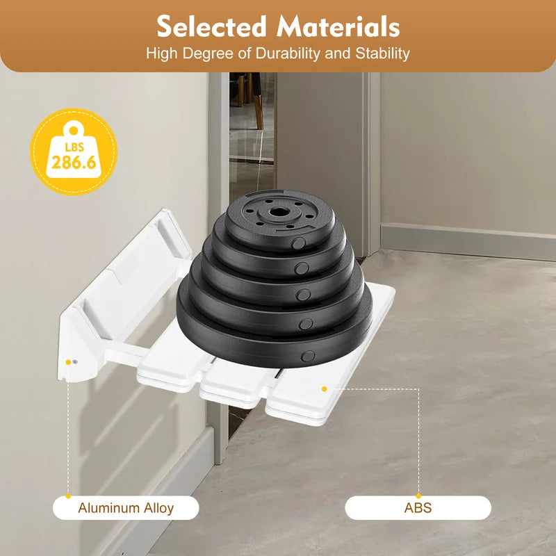 Wall Mounted Folding Shower Seat - Non-Slip Bathroom Wall Stool, Supports 130kg