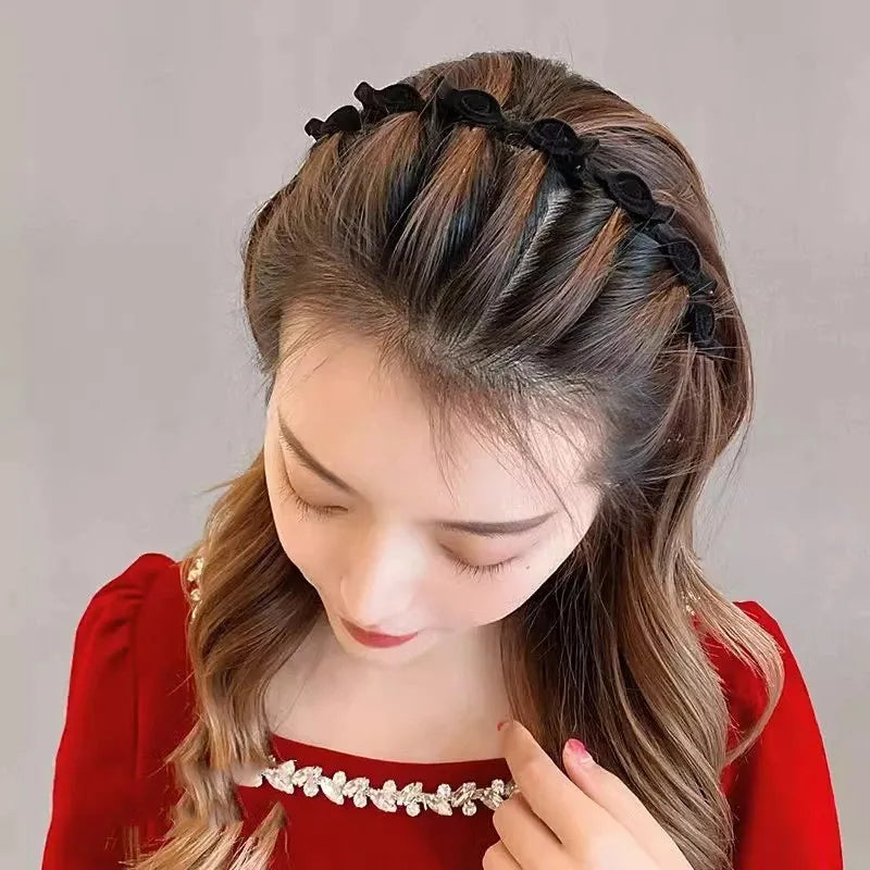 Ladies Flocking Braided Headband Set - Fashionable Hair Accessory for Girls