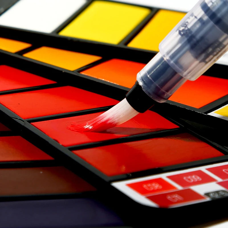Watercolor Pigment Set with Water Brush Pen - Foldable Travel Art Kit