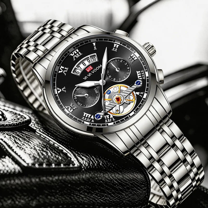 Men's Luxury Sport Watch with Luminescent Dial Waterproof Stainless Steel