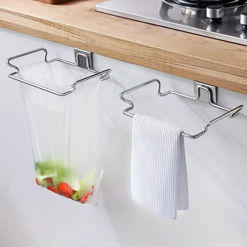 Ferroalloy Closet Door Trash Bag Holder Kitchen Storage Accessory