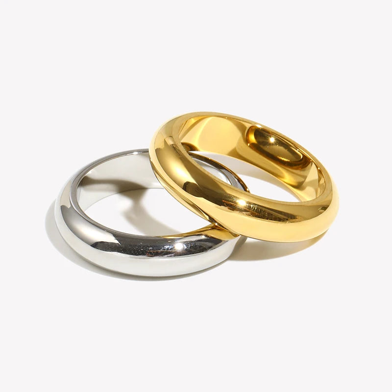Minimalist Gold Plated Silver Color Stainless Steel Ring for Women - Hypoallergenic & Tarnish-Free