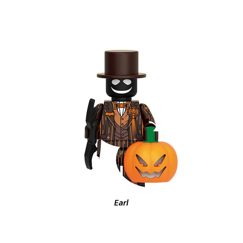 Halloween Werewolf Zombie Pumpkinhead Action Figure Set with Brooms Skulls Bats Collectible Building Blocks