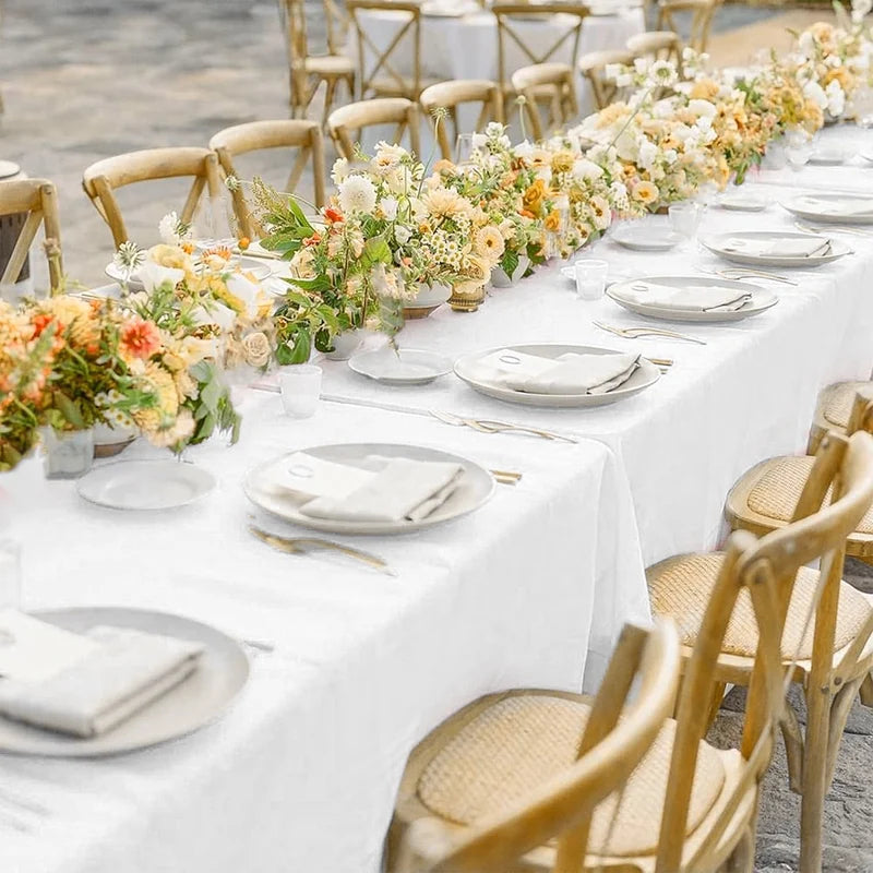 Disposable Plastic Tablecloth - 183x137cm White for Birthday & Wedding Decor
