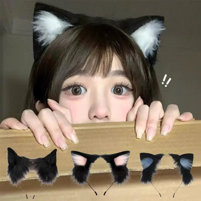 Cute Plush Cat Ear Headband for Halloween Cosplay and Parties