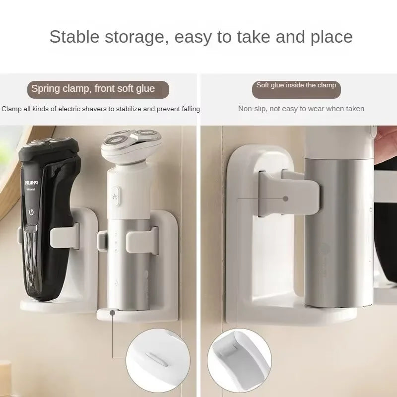 White Electric Razor Holder Wall Mount Storage Rack Non-Punching Durable Space Saver