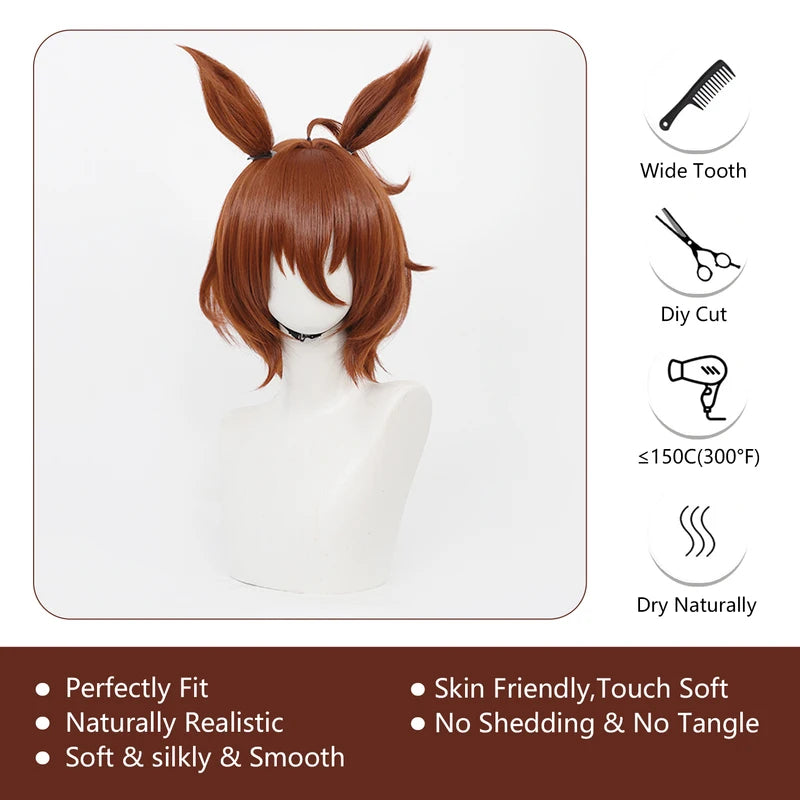 Anime Cosplay Wig Short Brown Synthetic Heat-Resistant Hair for Role-Play & Parties
