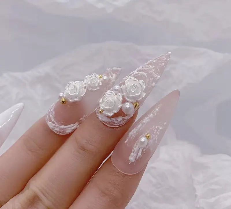 3D Nail Art Charms Rhinestones Set - Acrylic Flowers for Manicure & DIY Crafts