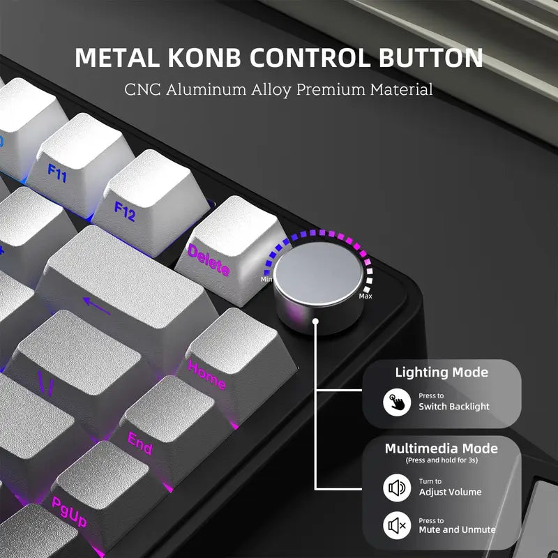 Wireless Mechanical Gaming Keyboard 82 Keys RGB Hot Swappable Custom TKL Gasket Structure