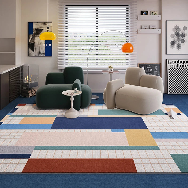 Living Room Carpet with Cream Sofa and Coffee Table - Home Decor Mat