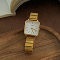 Women’s Retro Gold, Silver & Pink Quartz Watch with Stainless Steel Strap - Waterproof Casual Elegant Square Dial