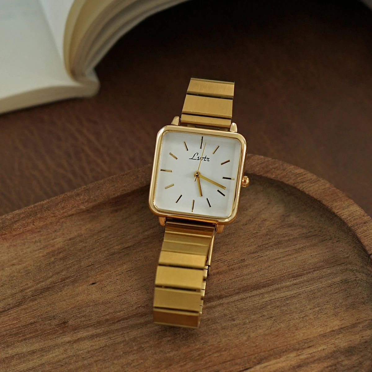 Women’s Retro Gold, Silver & Pink Quartz Watch with Stainless Steel Strap - Waterproof Casual Elegant Square Dial