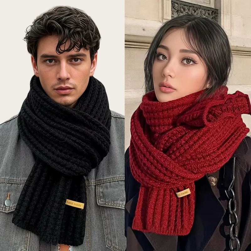 Unisex Thick Warm Knitted Wool Scarf in Winter Autumn Soft Cashmere Style
