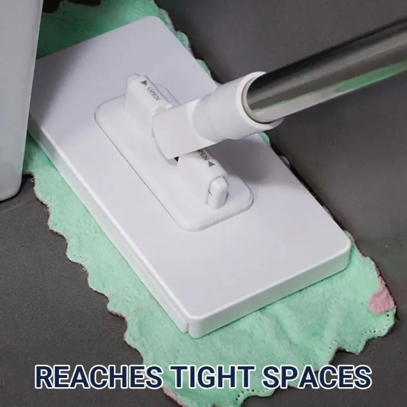 Reusable Handheld Mop with 360° Rotating Head and Cloth Clips, Eco-Friendly Cleaning Tool