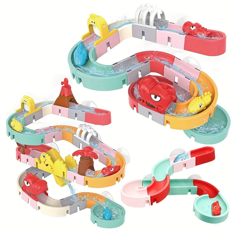 Water Slide Building Set for Kids - Outdoor Pool & Bathtub Toy Tracks
