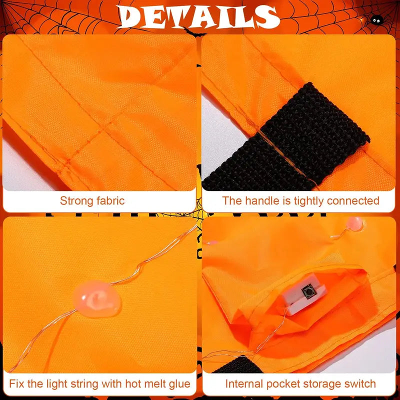 LED Halloween Pumpkin Light Bag for Kids Trick or Treat Party Decoration