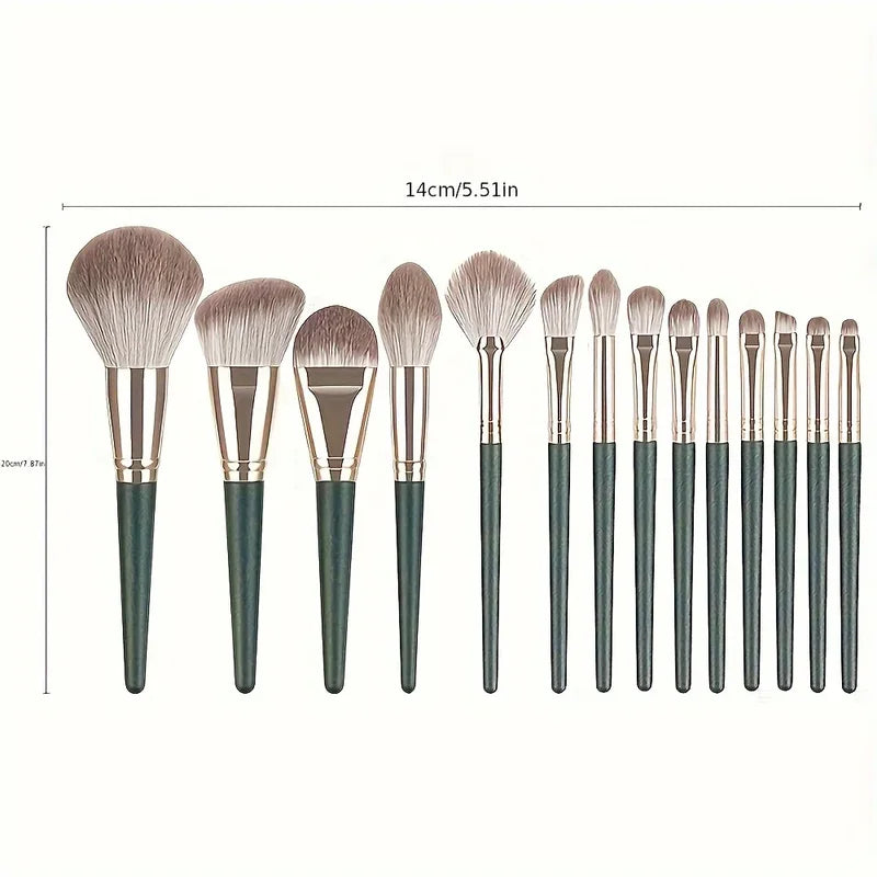 14-Piece Makeup Brush Set with Full Face & Eye Detail Brushes - Soft & Professional