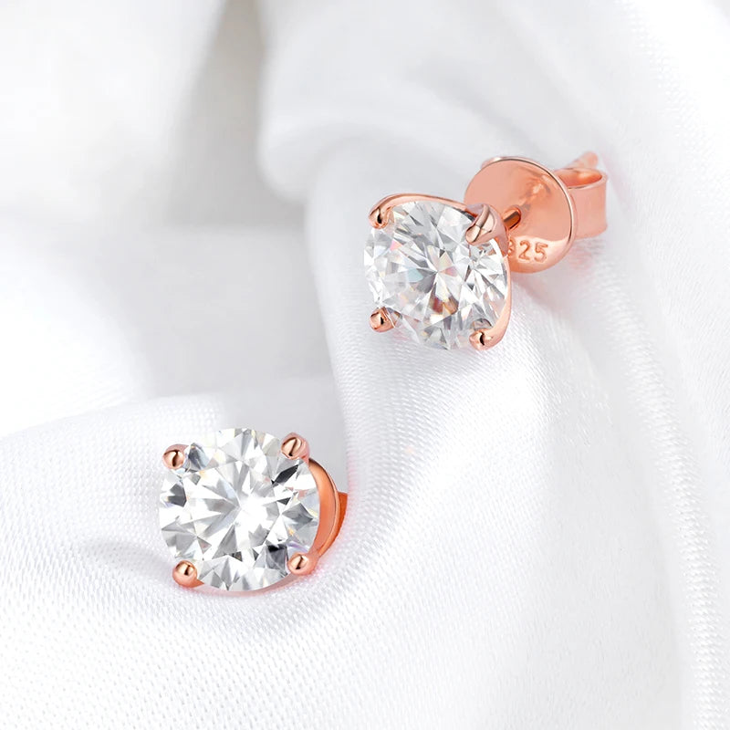 Sterling Silver Moissanite Stud Earrings for Women - Wedding & Bridal Jewelry