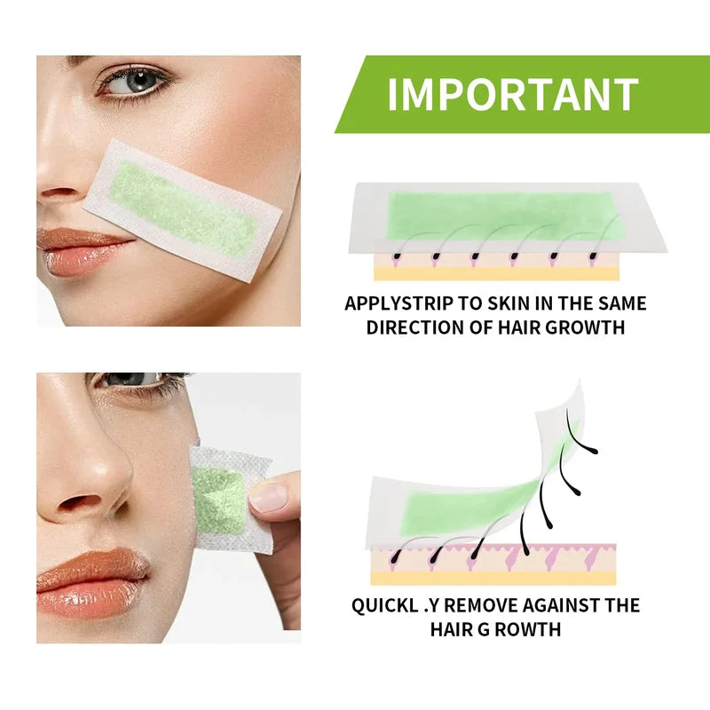 Depilatory Wax Strips for Hair Removal - Soft Cold Wax Paper for Face, Body, and Legs - 50/30/20/10 Pcs