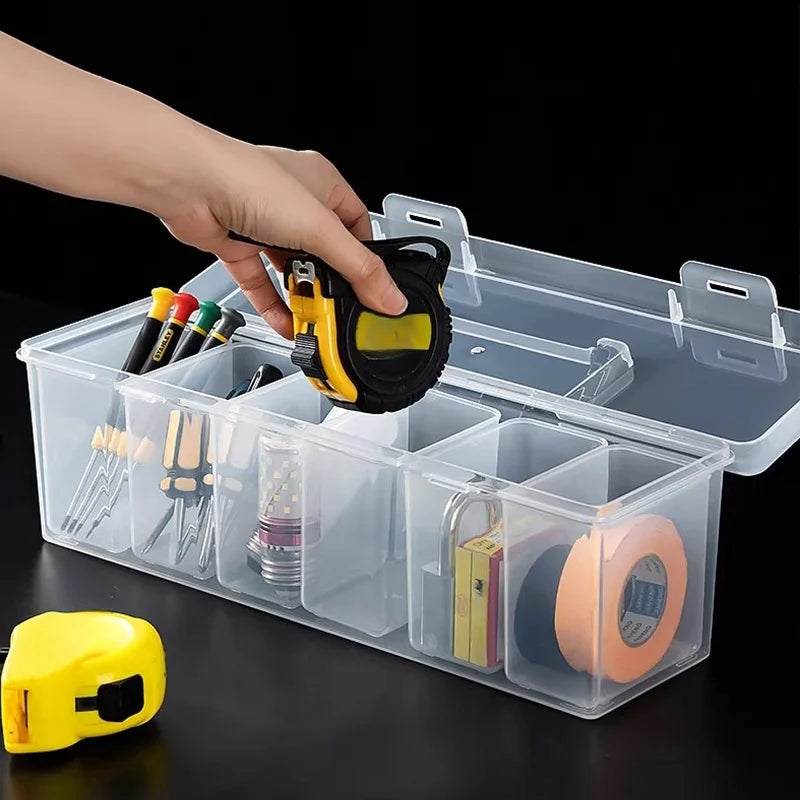 7-Piece Multi-Compartment Tool Storage Box Set for Screws Wrenches Hardware