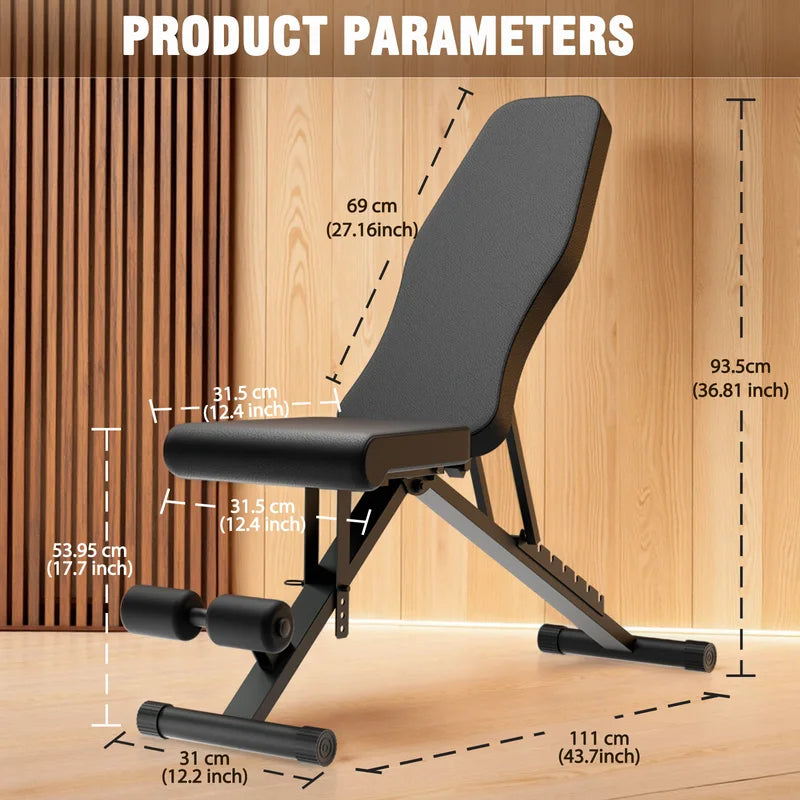 Adjustable Foldable Workout Bench for Full Body Strength Training 1000 lbs Capacity