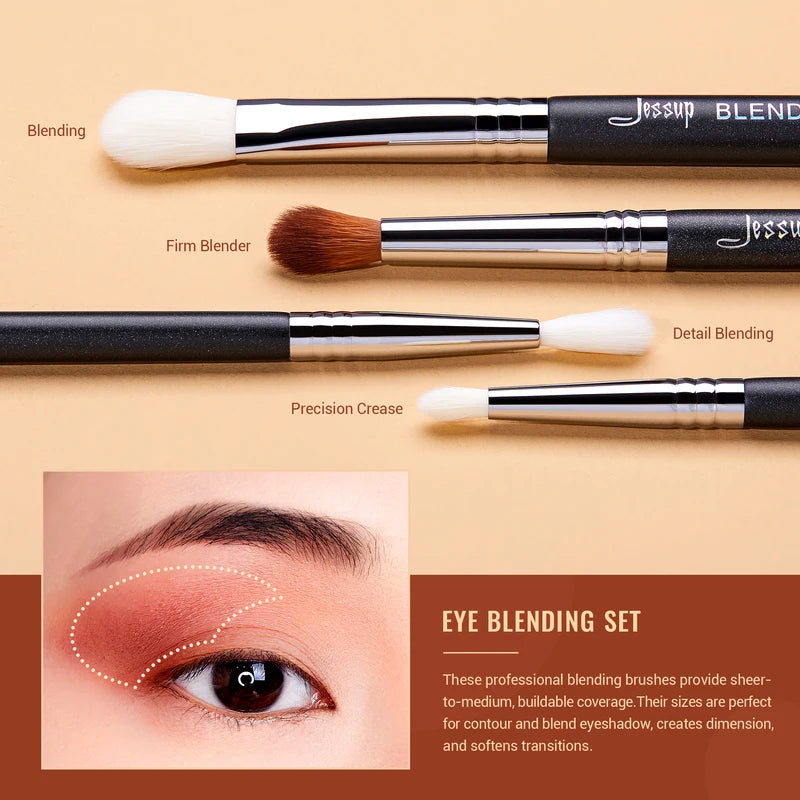 Professional Eye Makeup Brush Set - 13 Pcs Synthetic Blending & Crease Brushes