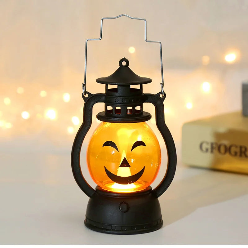 Halloween LED Hanging Pumpkin Lantern Light Ghost Lamp - Small Oil Lamp Decor