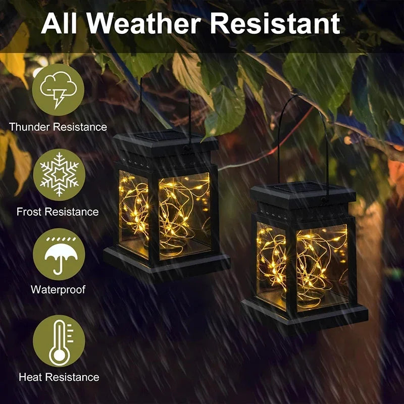 3-Pack Outdoor Solar Hanging Lanterns Waterproof LED String Lights for Garden Patio Party