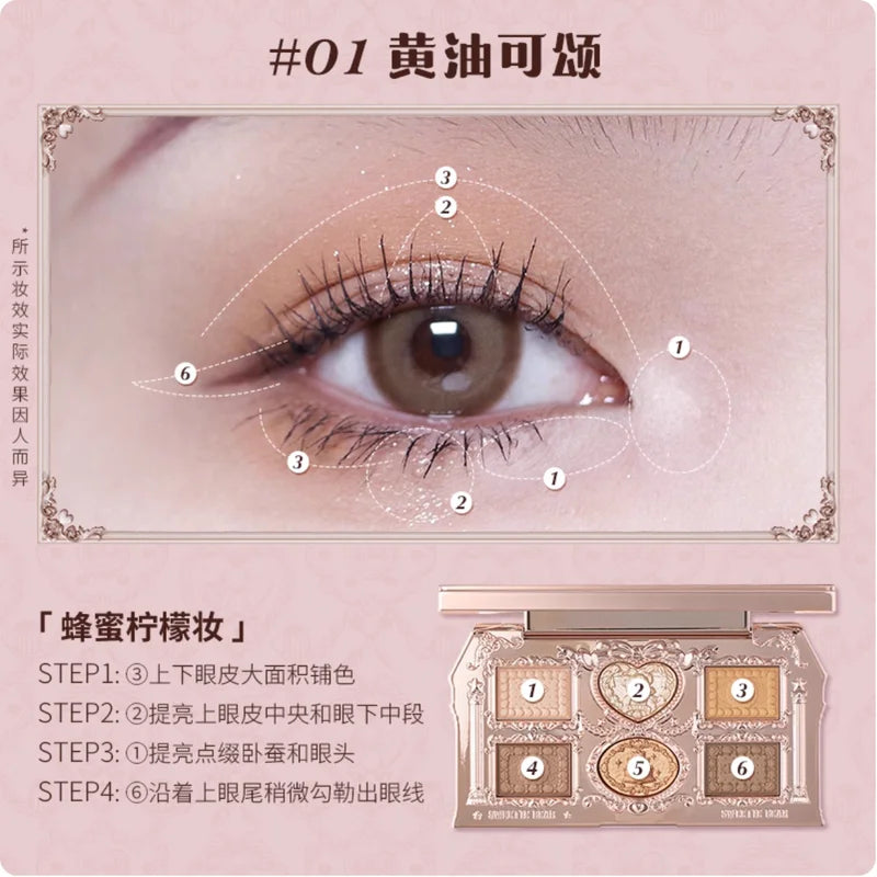 6-Color Eyeshadow Palette with Matte and Pearlescent Finishes for Natural Makeup