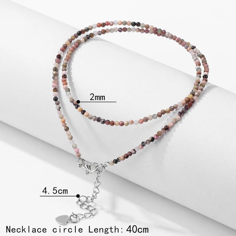 Multicolor Natural Stone Beaded Necklace 2mm Choker for Men Women Jewelry Gift