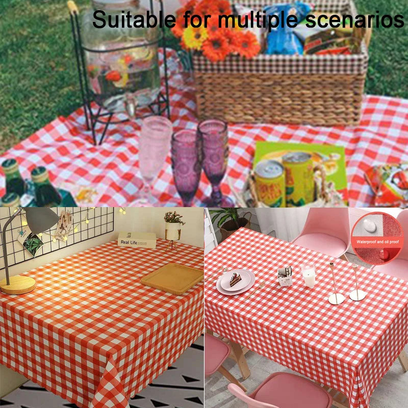 Disposable Red Checkered Tablecloth 180x180cm for Weddings Parties Outdoor Picnic