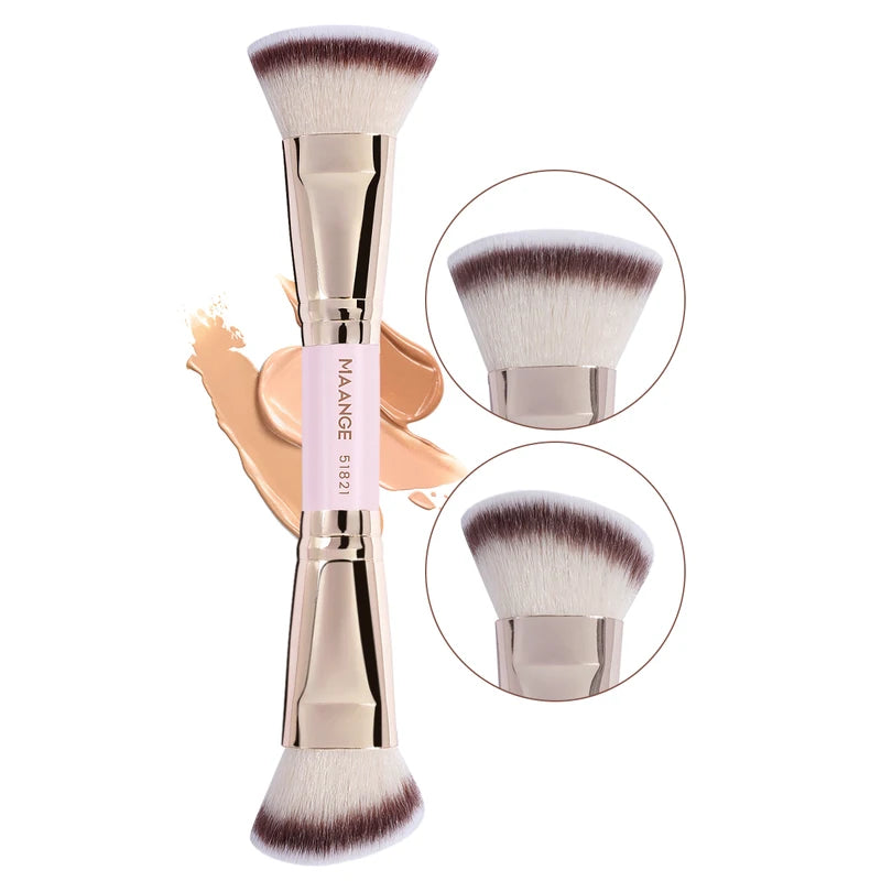 2PCS Makeup Brush Set for Foundation, Blush & Contour - Synthetic Face Brushes
