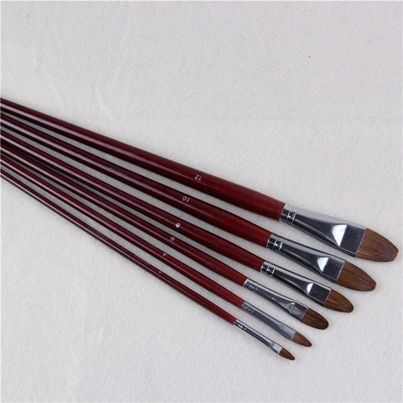 6pcs Art Painting Brush Set - High-Grade Weasel Hair for Acrylic & Oil Painting