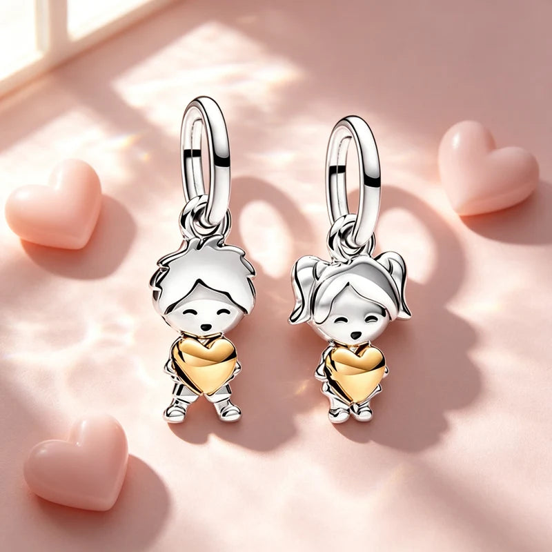 Kids Jewelry Bead Set for DIY Bracelets and Necklaces - Couple Charm Beads