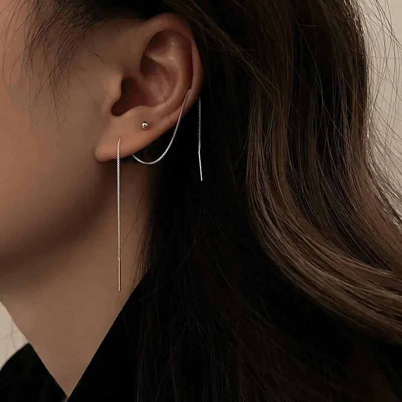 Minimalist Long Tassel Drop Earrings for Women - Korean Fashion Jewelry