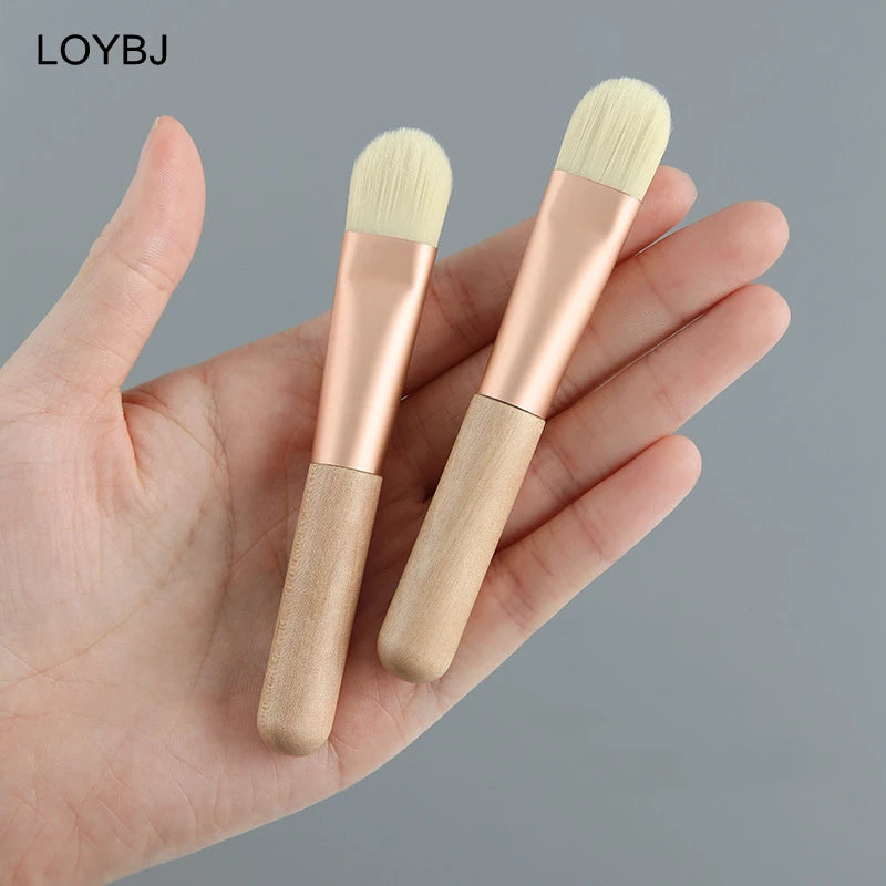 Facial Mask Brush Set - Soft Fiber, Wooden Handle, Portable Makeup Tools