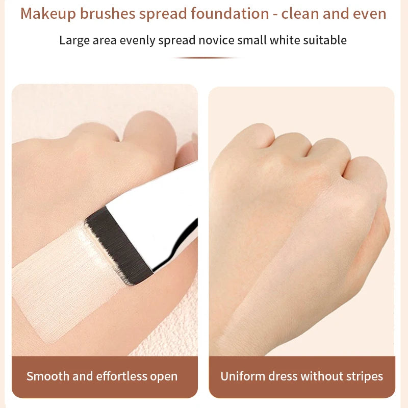 Stainless Steel Foundation Brush and Paddle Set - Makeup Tool Kit for Face & Concealer
