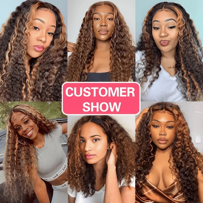 Deep Wave Human Hair Wigs 13x6 HD Lace Front Wig for Women - Honey Blonde