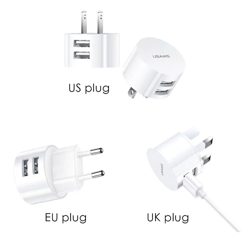 Dual USB Wall Charger 5V 2.1A Fast Charging Adapter for Mobile Phones