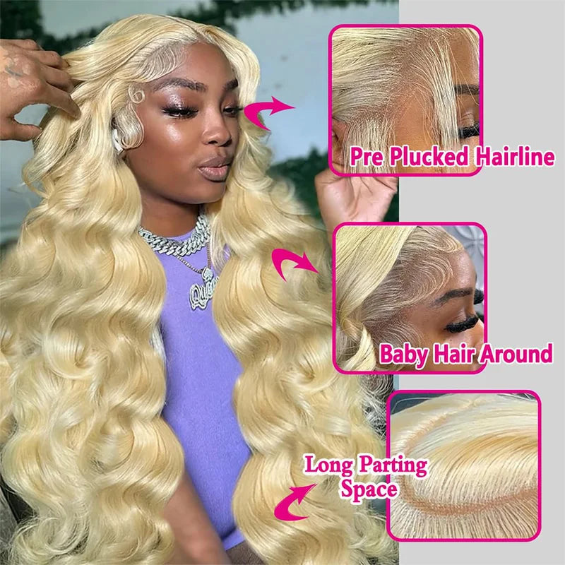 Blonde Lace Front Wigs for Women 13x4 13x6 360 Body Wave Human Hair Pre-Plucked